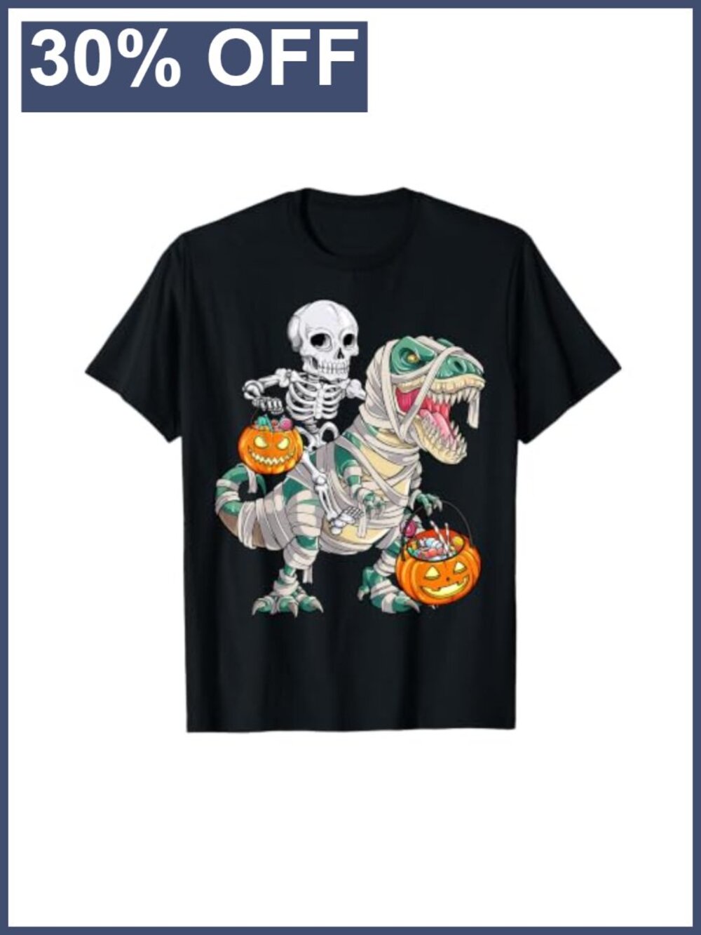 Skeleton Riding Mummy Dinosaur T rex Halloween Funny Pumpkin T-Shirt